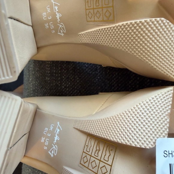 NWOT London Rag Women Y2K Lt Beige Chunky  Platform Heel Chain Loafer PUMP Sz 5 - Picture 11 of 12